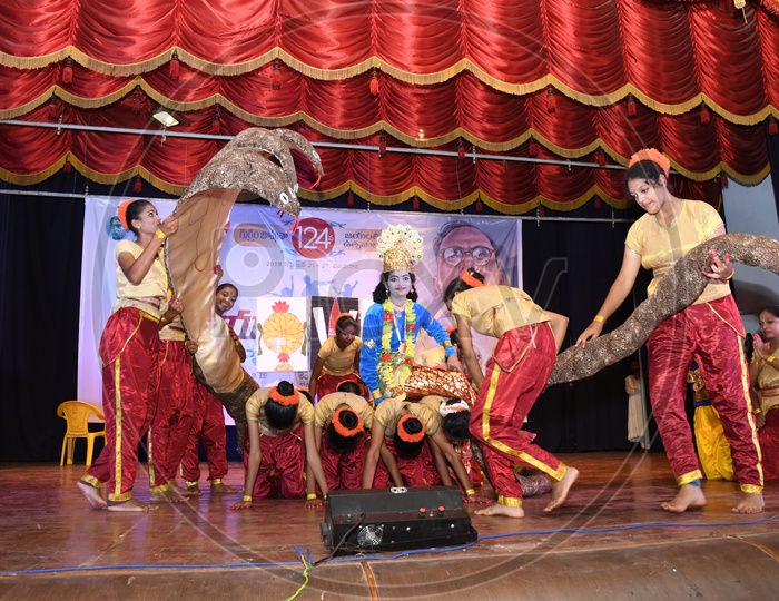 Artists performing a Traditional Dance during Yantharang in Vijayawada