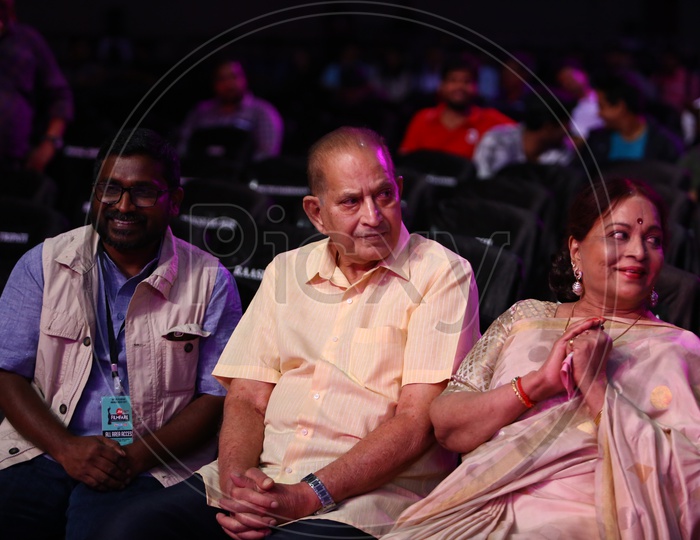 Actor Krishna And Vijaya Nirmala Of Telugu Film Industry At Film Fare Awards Event