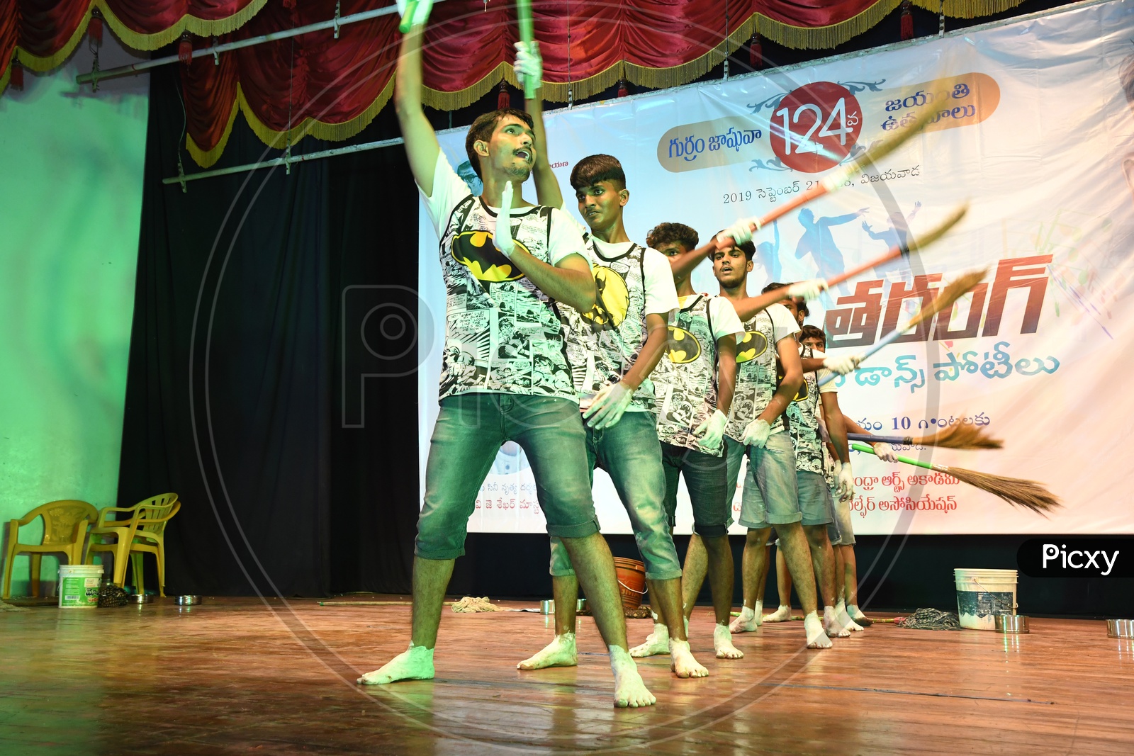 Indian Boys performing Pop Dance with Broomsticks
