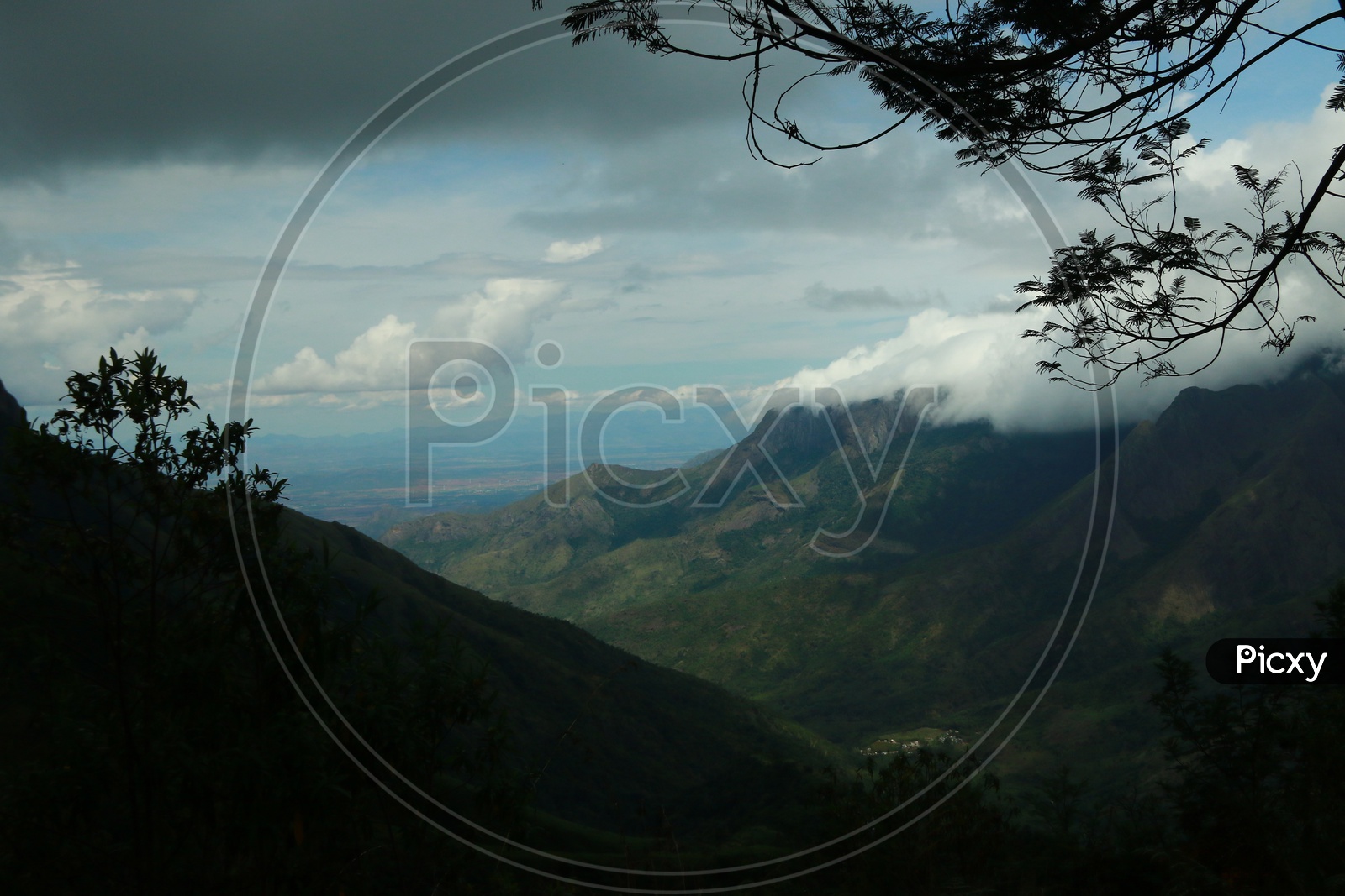 A Landscape of  Green mountains With Valleys And Fog Clouds Over Mountains  In Munnar