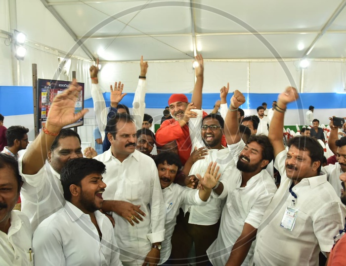 YSRCP Party Supporters Celebrating at Tadepalli
