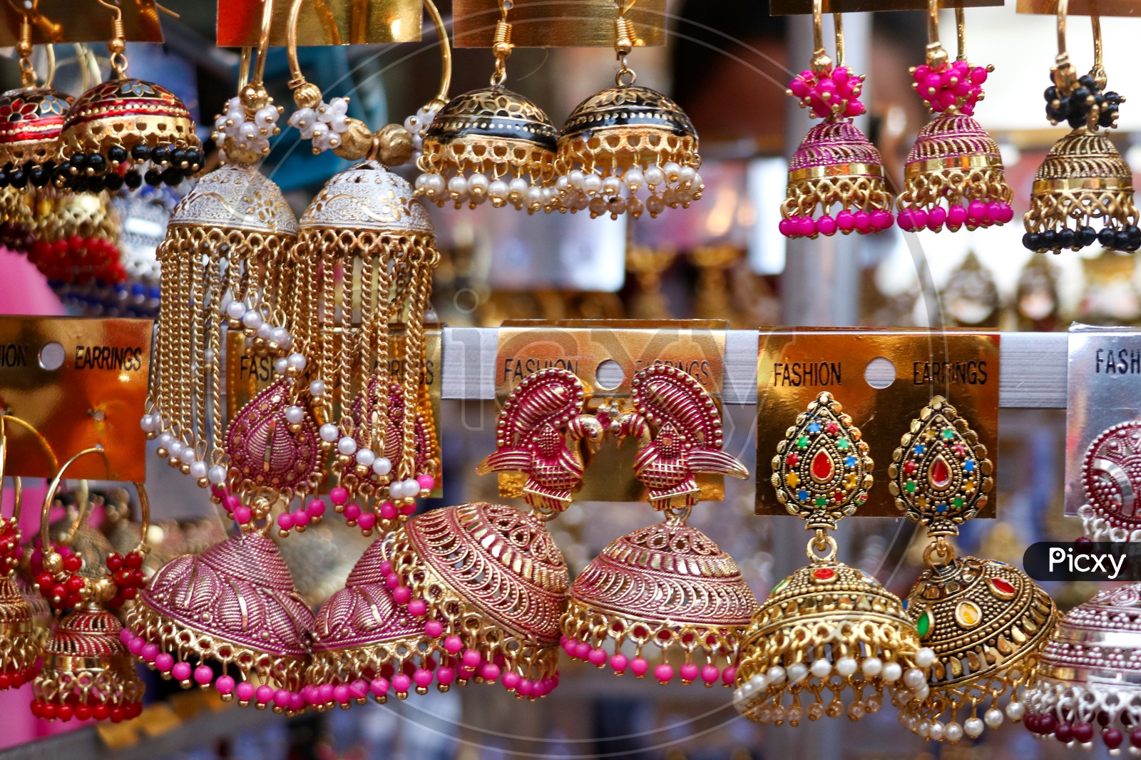 Ear Rings Jewelery In Display At a Stall
