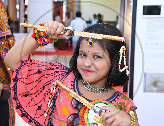 Beautiful India  Girl In Dandiya Dress At Garba Dandhiya Raas Event