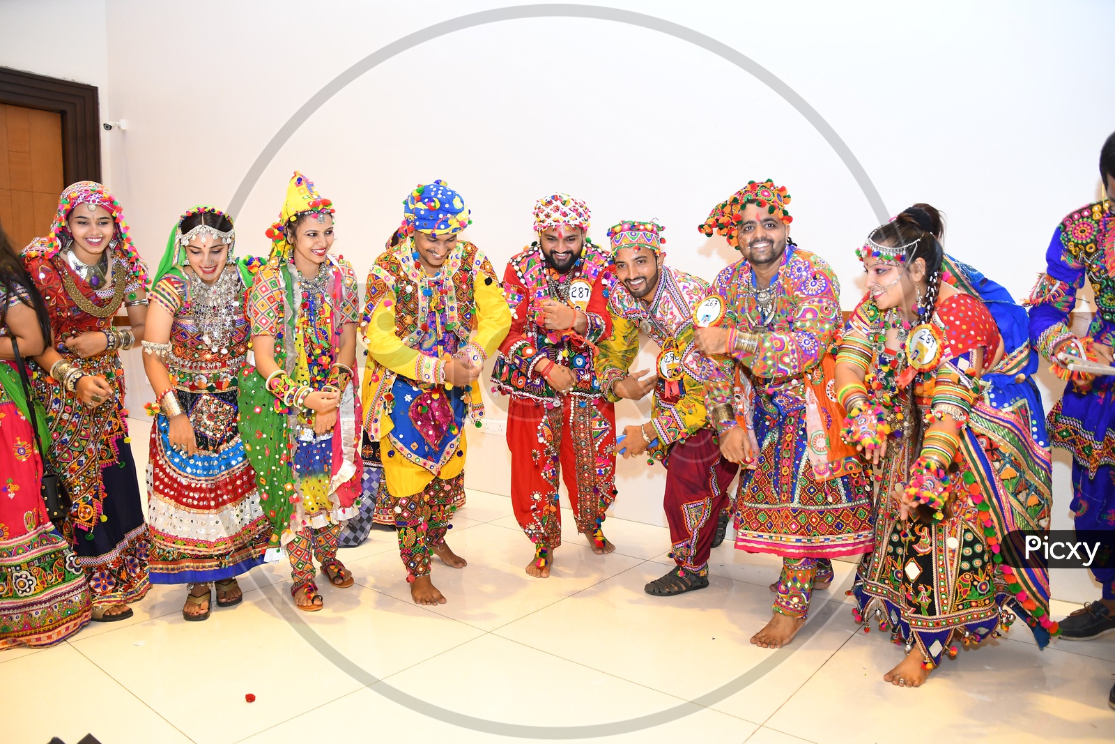 Indian Dancers Playing Garba Dandiya Raas As a Part of Durga Navratri