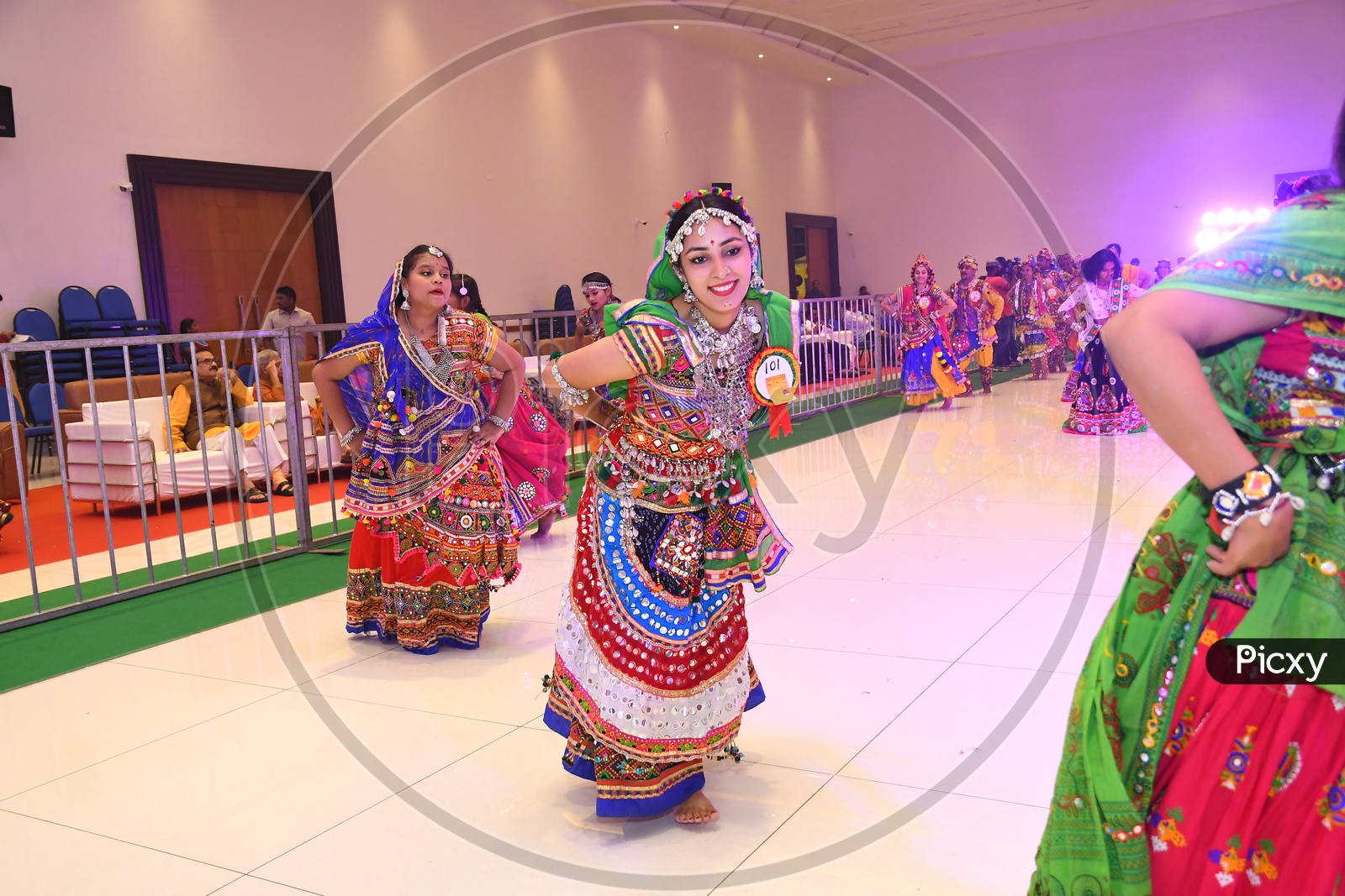 Image of Beautiful Indian Girls Playing Dandiya Dance At Garba Dandiya ...