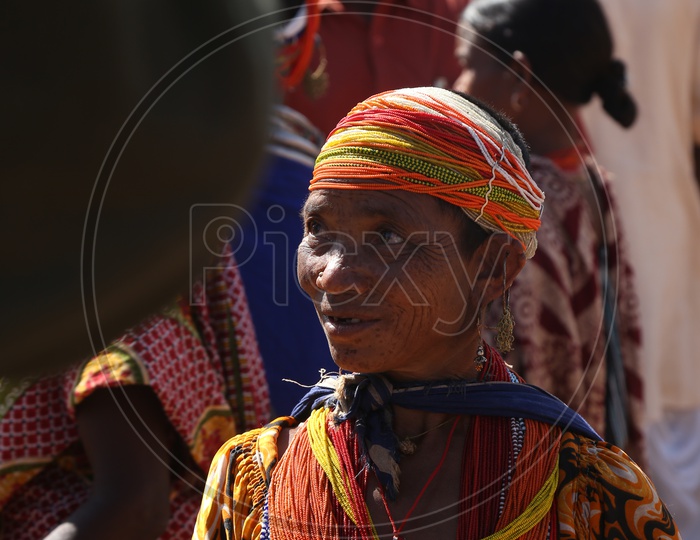 Bonda Tribe Woman In Local Markets Of Tirbal Villages At Andhra Odisha Border