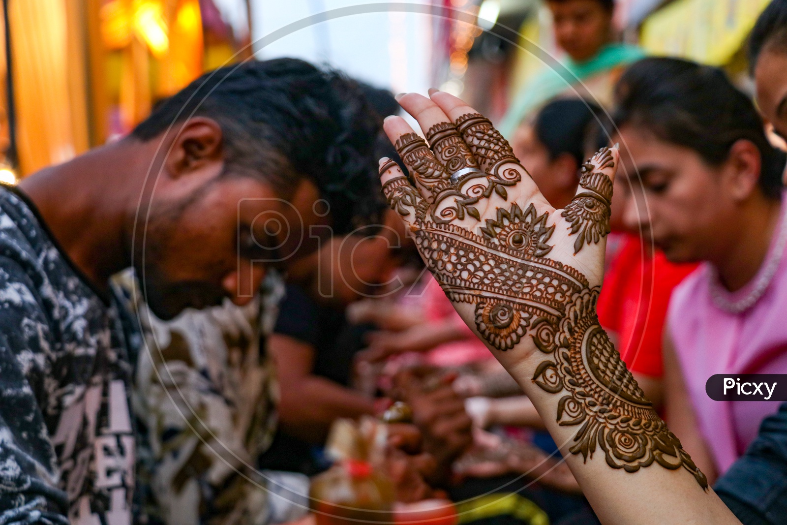 Indian Woman Mehandi Hand Closeup