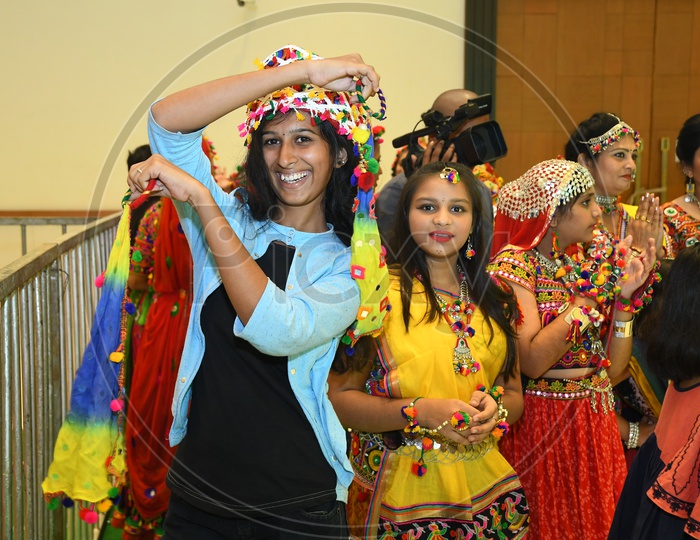 Indian Young Girls At Dhandiya Dance Event