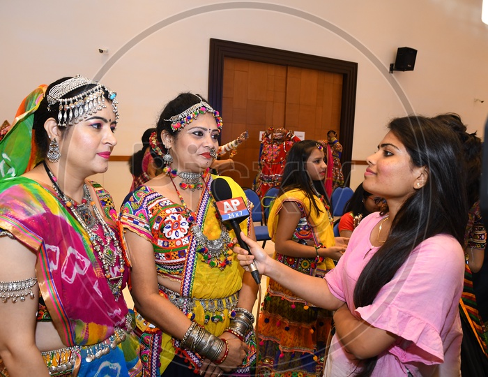 Indian Children Dressed In traditional Dhandiya Style For Garba Dhandiya Raas Event