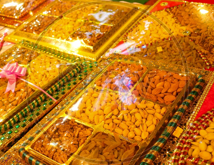 Display of dry fruits gift packages