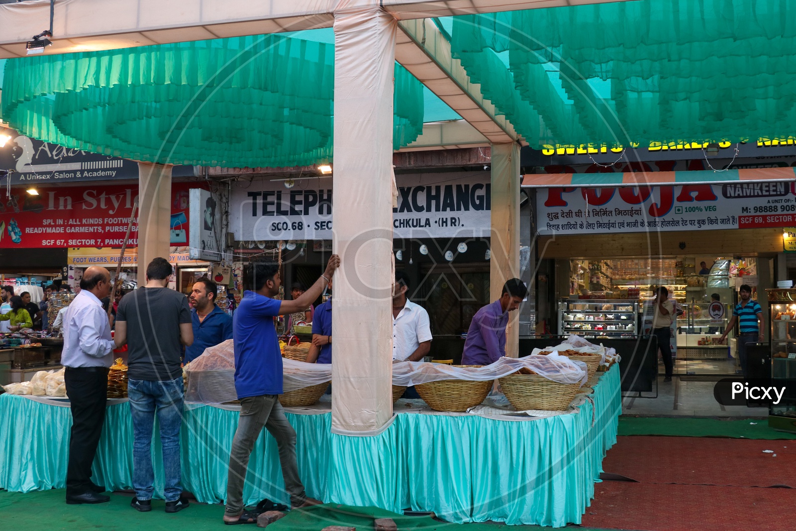 Street Food Stalls Of Traditional Indian Food During Festival Season