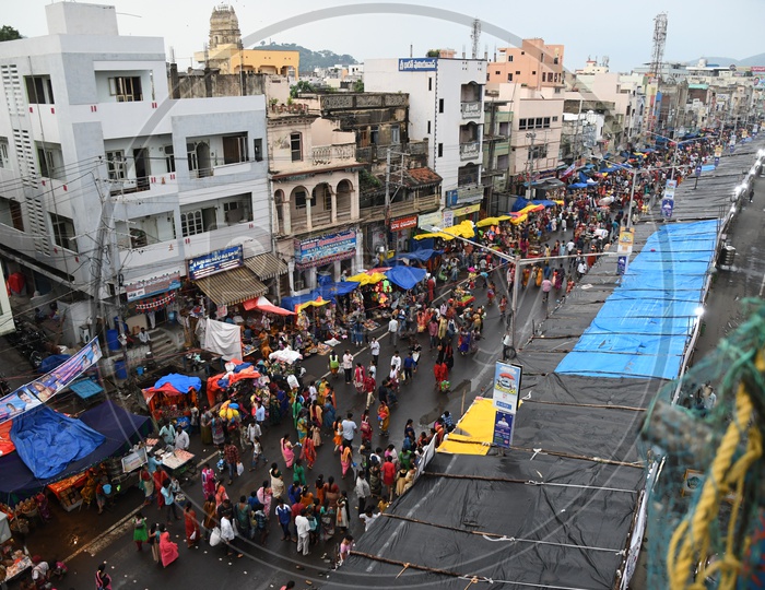 Crowded Streets With Devotees in Vijayawada During Dussera Navratri Festivals
