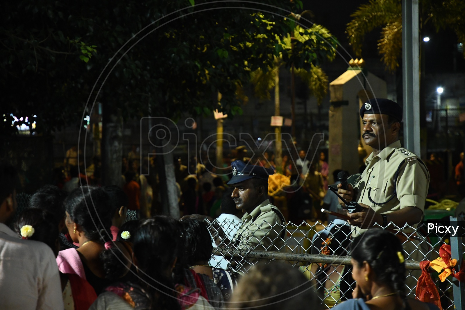 Policeman Security Or Vigilance At Durga Navratri Festival