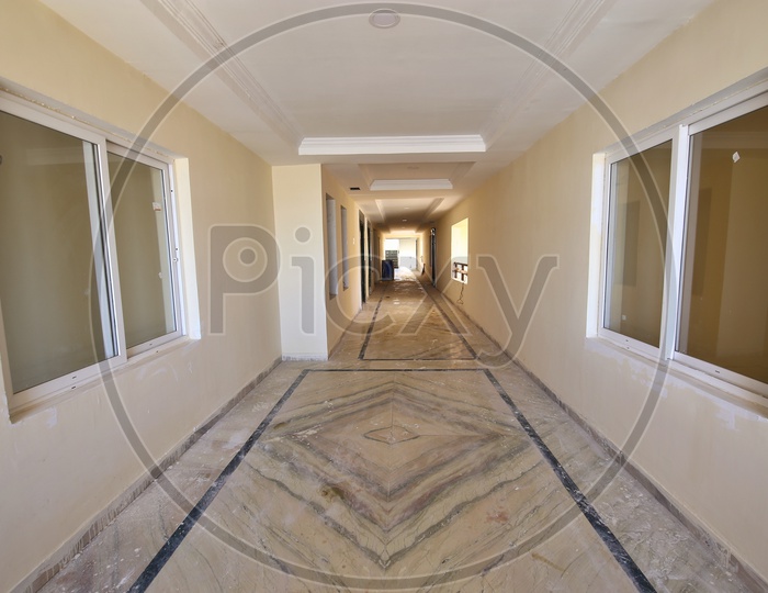 Interior Of an New Residential Apartment  With Corridor