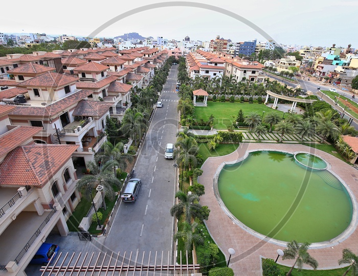 Aerial View Of Villas And Swimming Pool At Aditya Heights