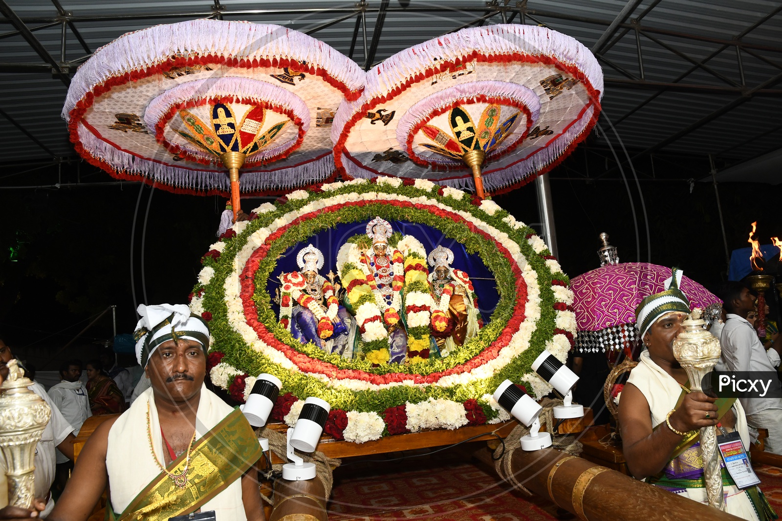 Indian Hindu Goddess Deity Kanaka Durga  Idols During Procession