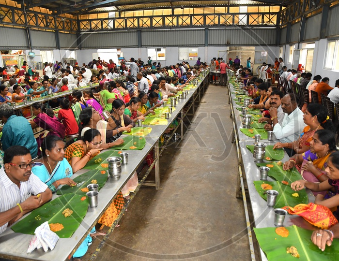 Devotees Eating Food in a Temple, Anna prasadam