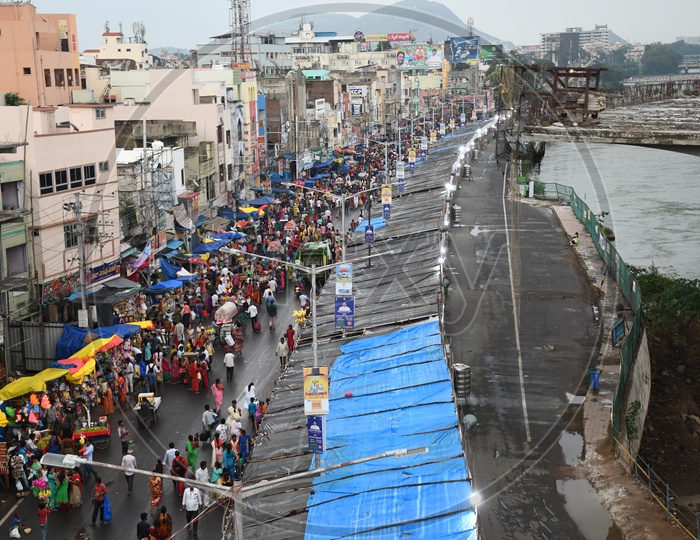 Crowded Streets With Devotees in Vijayawada During Dussera Navratrulu