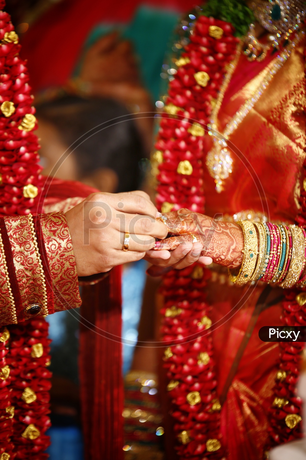 Image of Indian Wedding Or Marriage Engagement Ceremony With Finger Rings  Exchanging-QU121535-Picxy