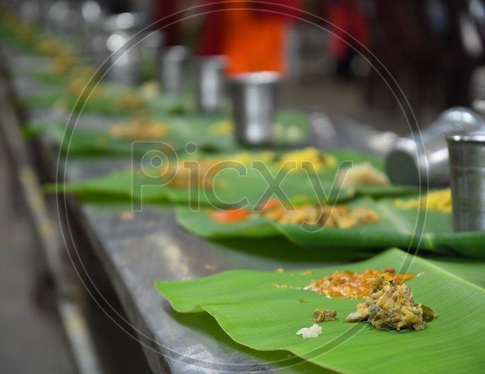 South Indian Meal on Banana Leaf