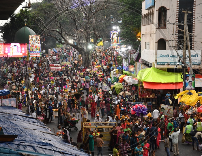 Crowded Streets With Devotees in Vijayawada During Dussera Navratri Festivals