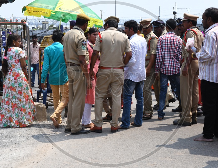 AP Police Controlling the Crowd at Kanaka Durga Temple