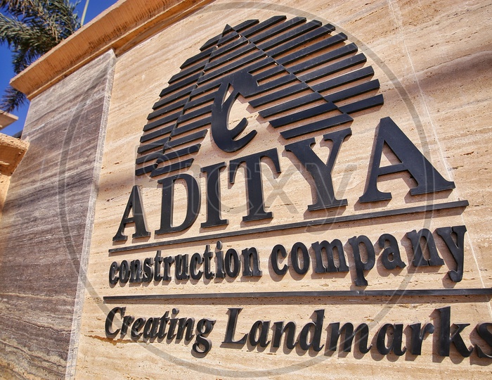 Aditya Heights Construction Company  Name Board At Apartments Entrance