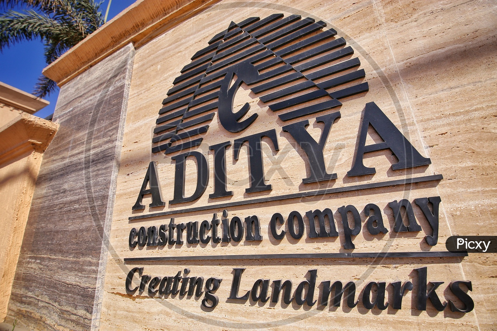 Aditya Heights Construction Company  Name Board At Apartments Entrance