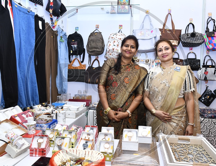 Two Women with their range of products during the exhibition