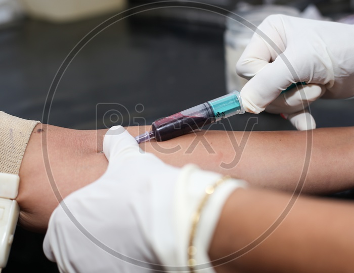Blood test sample collection in hospital