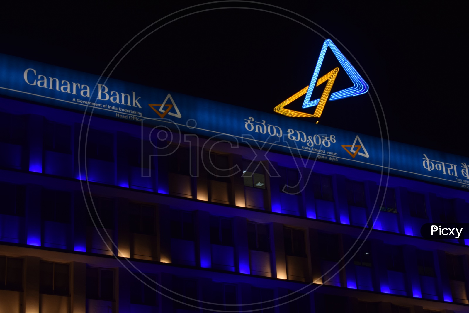 Canara bank building at night