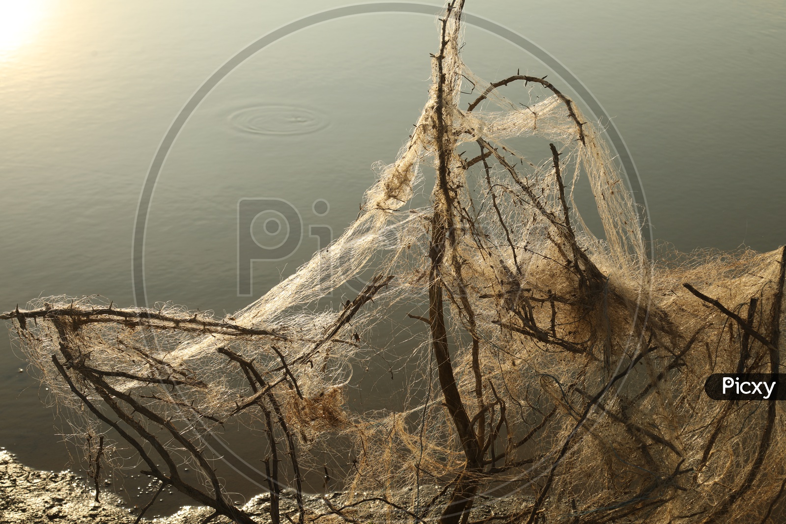 A tangled fishing net