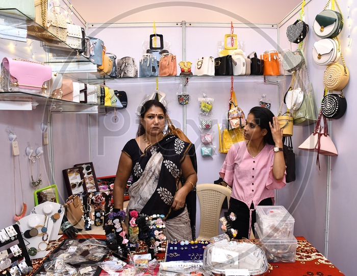 Women with their accessory stall during Exhibition