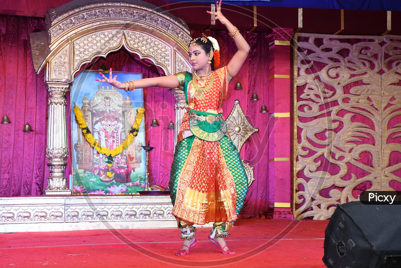 Indian Dancer Girl performing Kuchipudi Dance Dussehra Celebrations