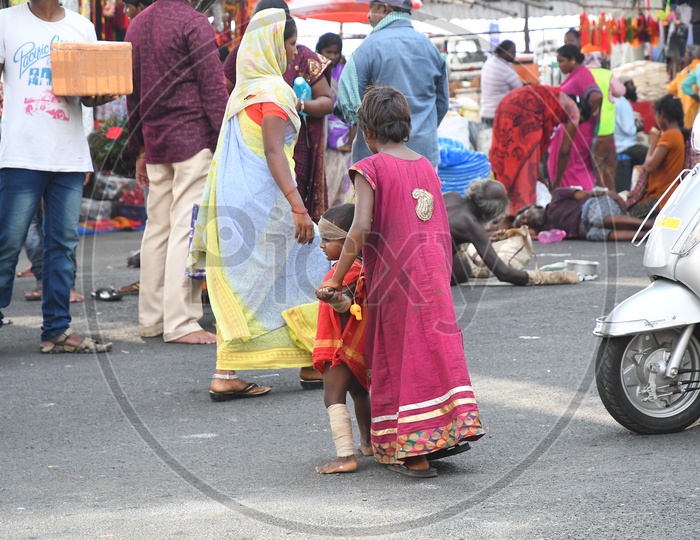 Street Children Begging on Roads At Vijayawada