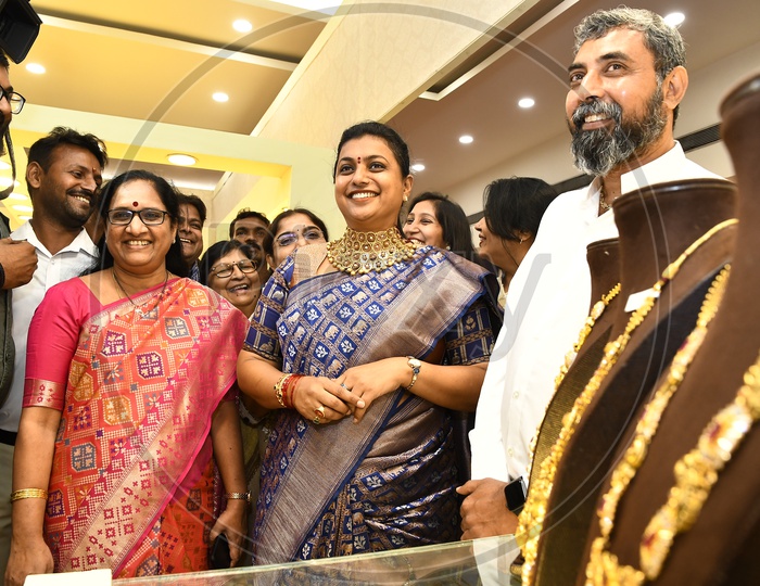 APIIC Chief and Nagari MLA RK Roja trying the Desinger Necklace
