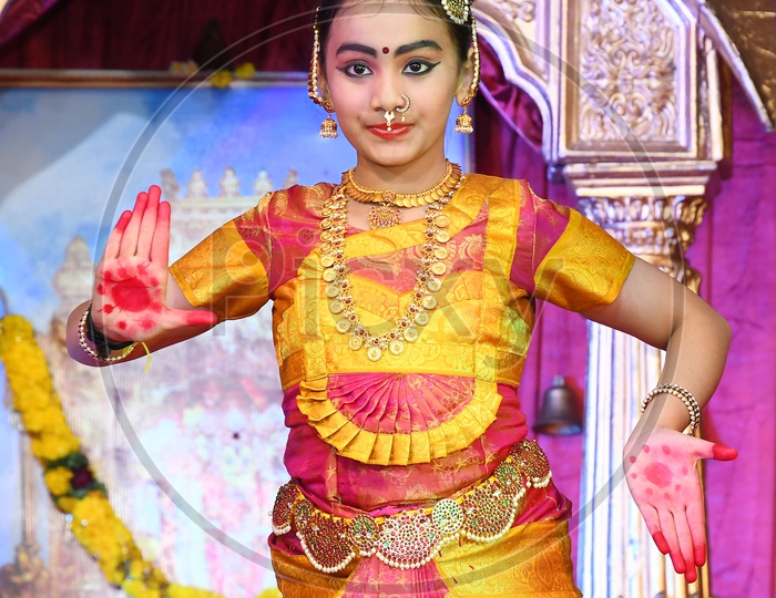 Indian Dancer girl during a traditional dance performance