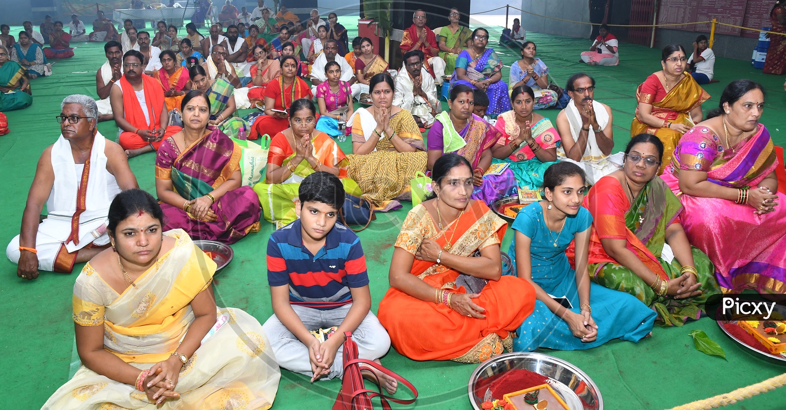 Devotees Performing Laksha Kumkum Archana Pooja at Kanaka Durga Temple
