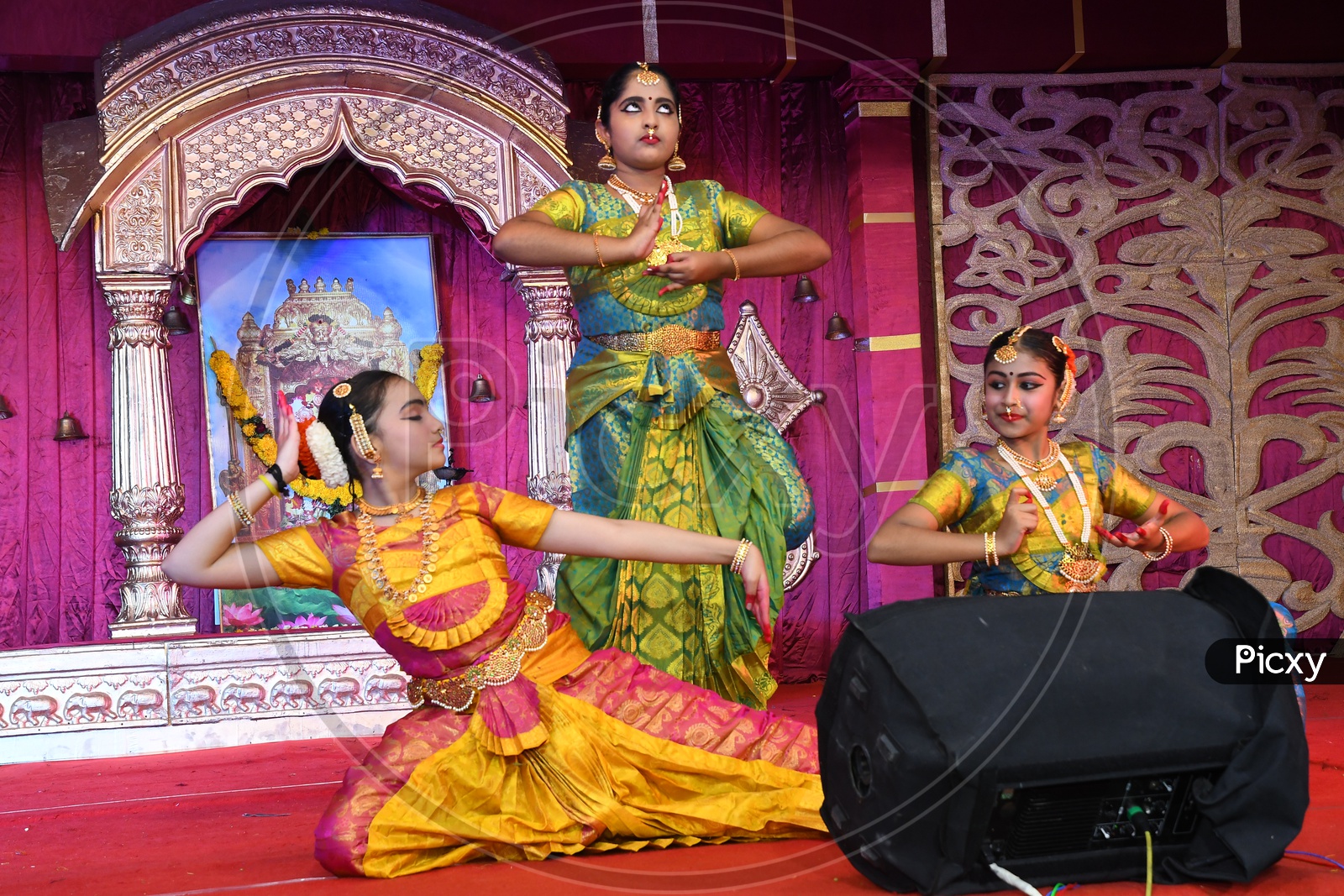 Indian Girls performing a traditional dance during Dussehra Celebrations 2019