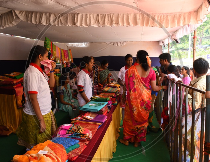 Sarees Vending Stall At Durga Temple