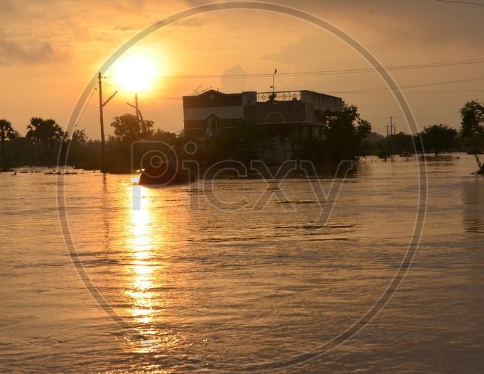 A Sunset view after floods in Eluru