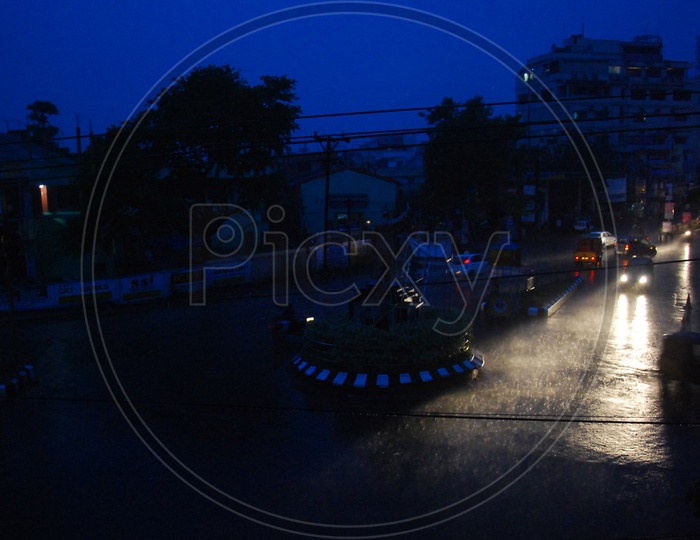 A Vijayawada Road Junction during heavy rains