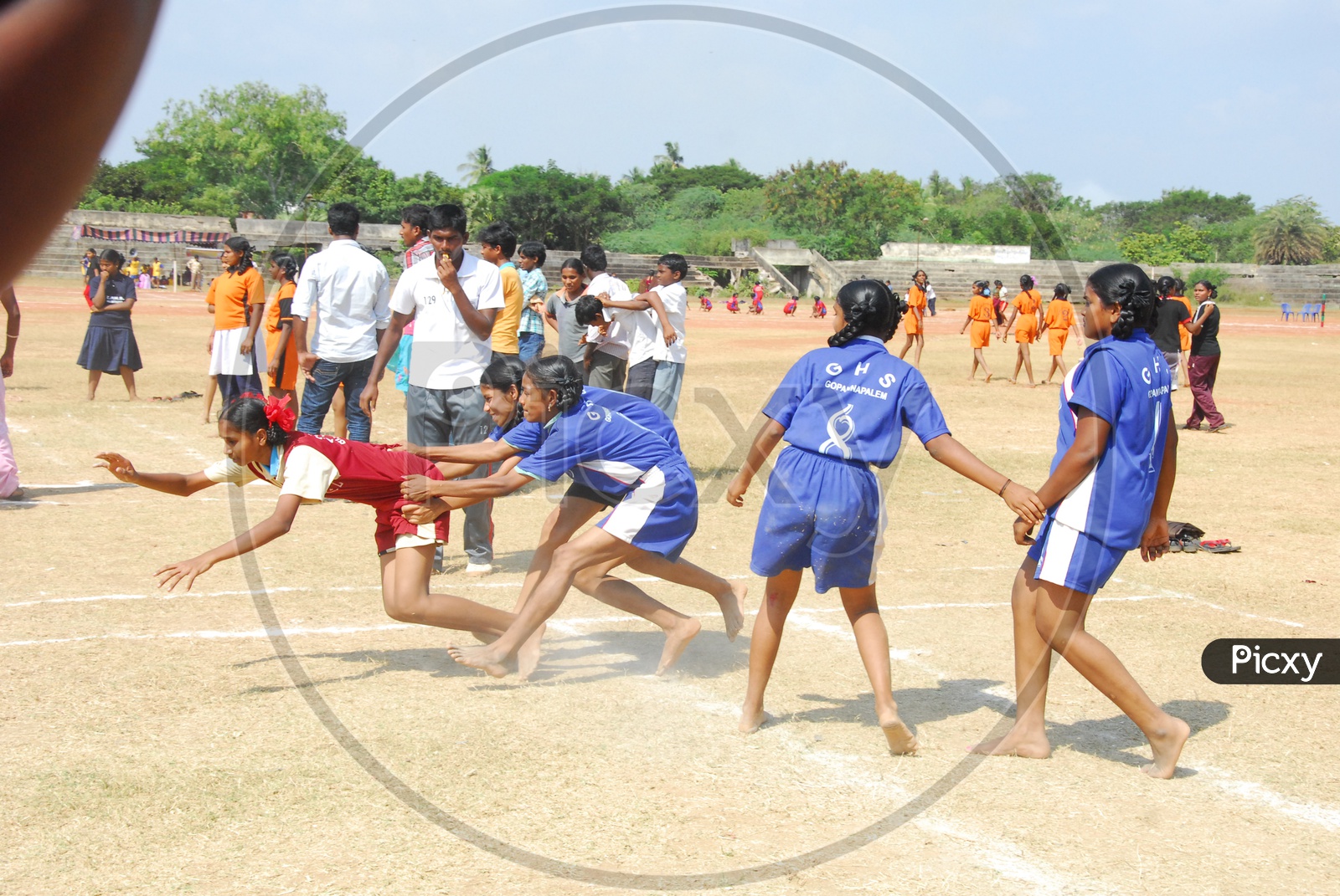 School girls playing kabaddi