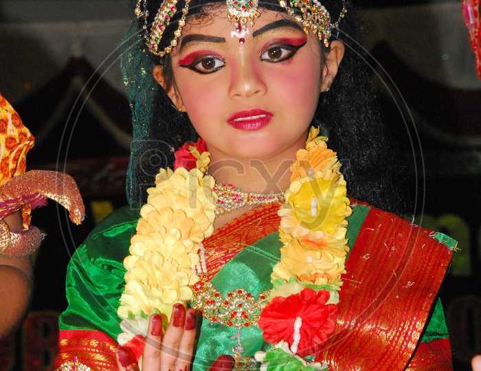 Indian Little girl dressed up as a Hindu Goddess