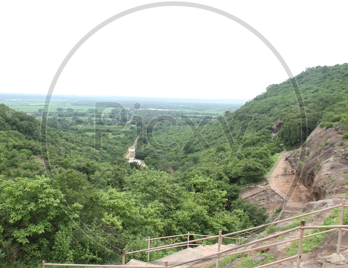 Aerial view of Roadway to the Guntupalli Buddhist Caves
