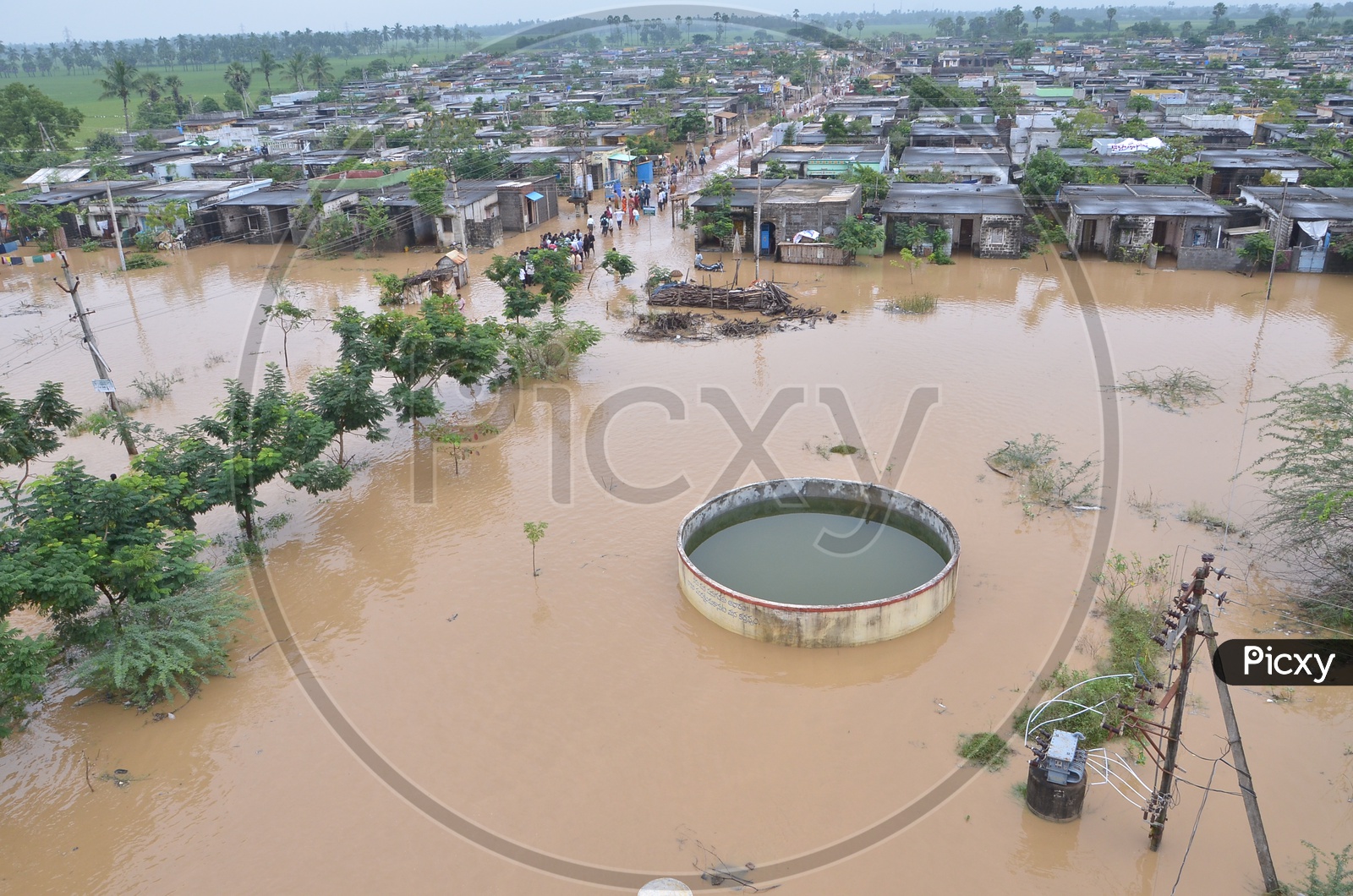 Aerial view of Eluru Rural during floods