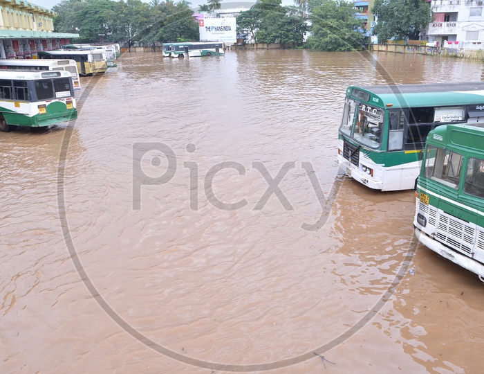 APSRTC Complex in Eluru duing floods