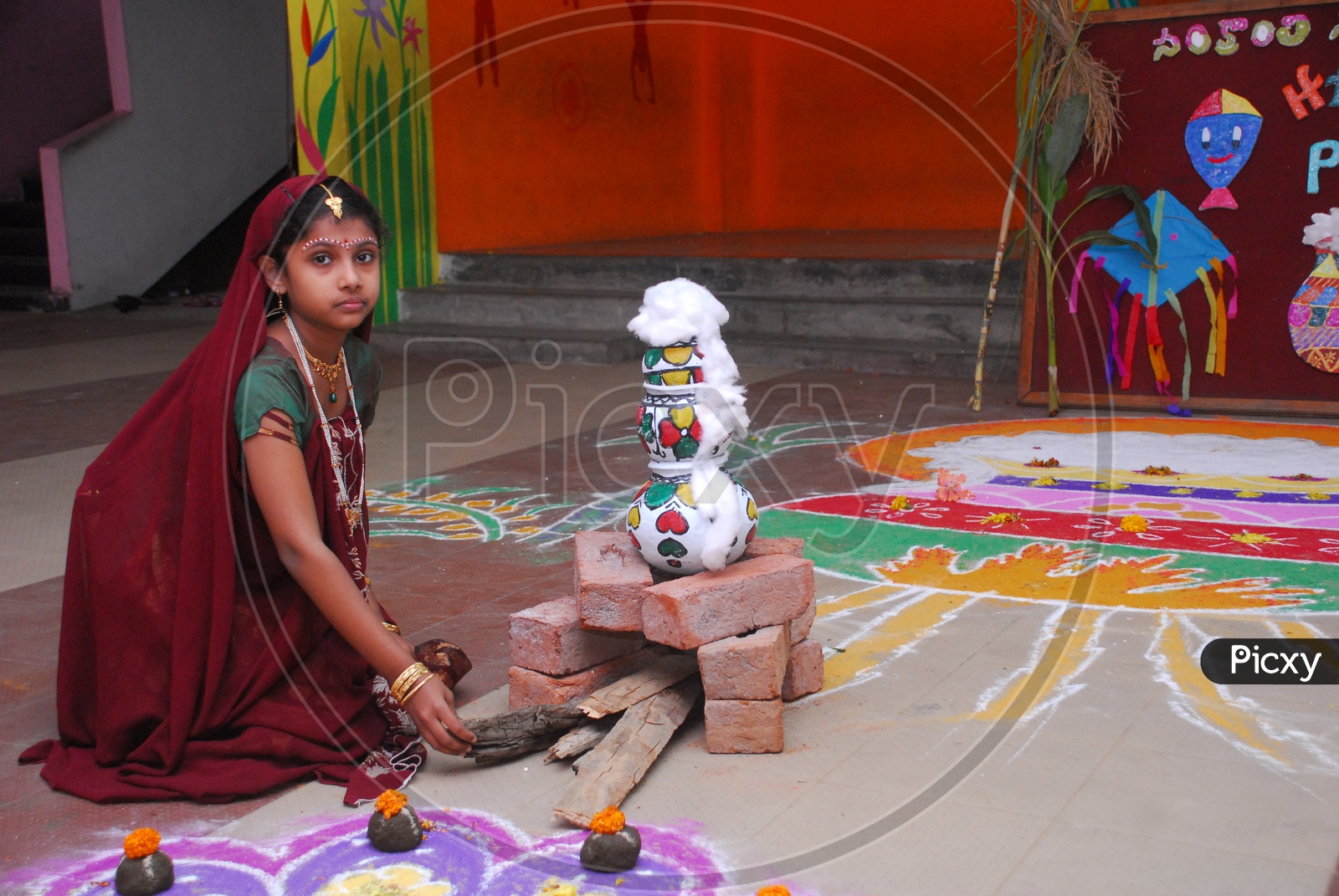 Indian girl child during Pongal celebrations