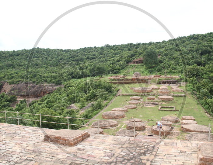 View of Buddhist Stupas in Guntupalli Caves