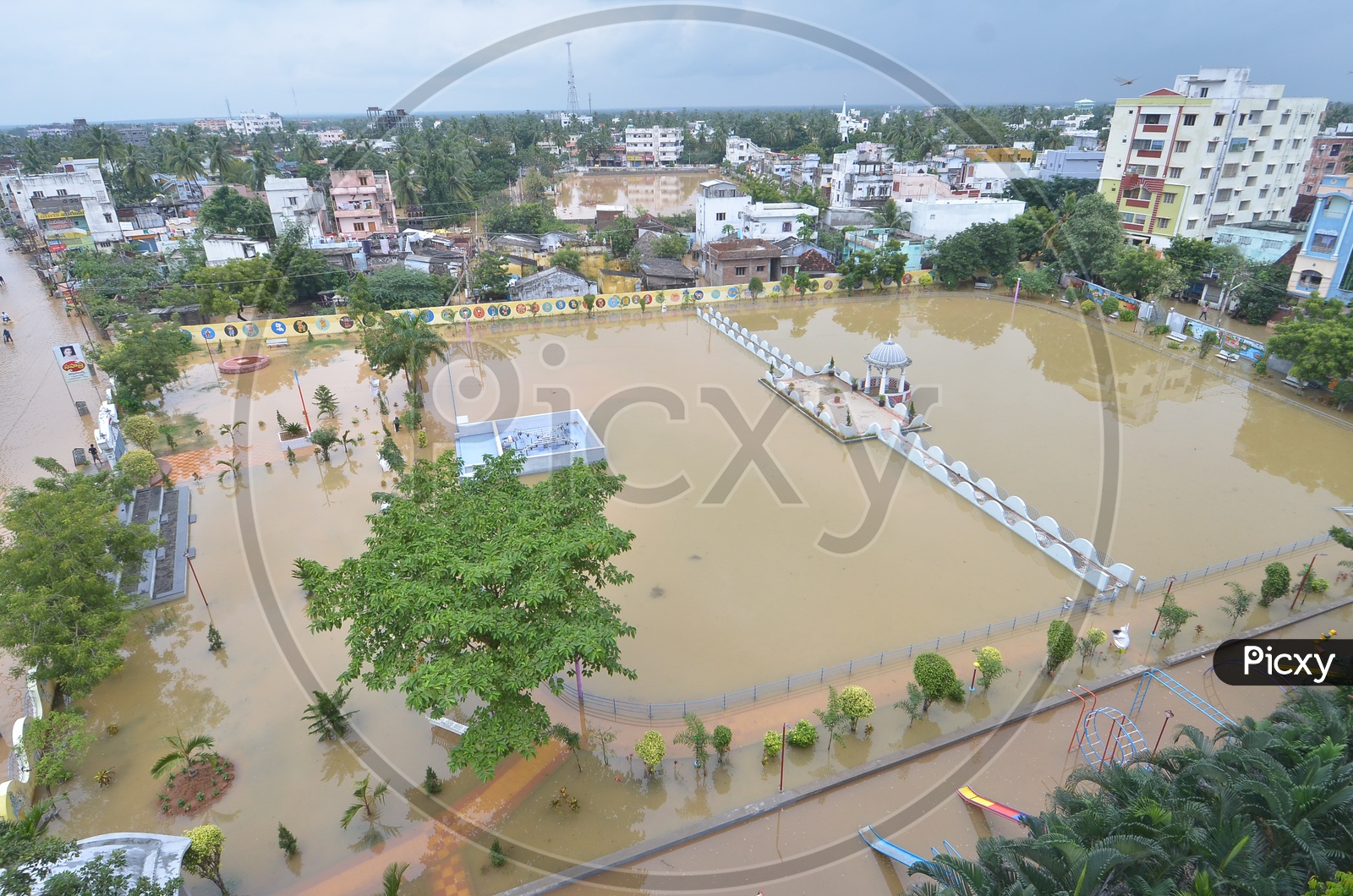 Aerial view of Eluru during floods